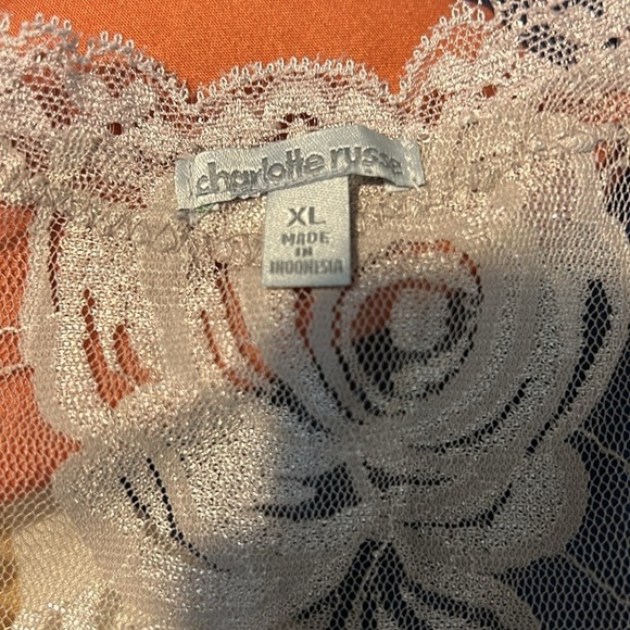 Charlotte Russe Lace Sheer Top Cap Sleeve New XL Y2K - Picture 6 of 8